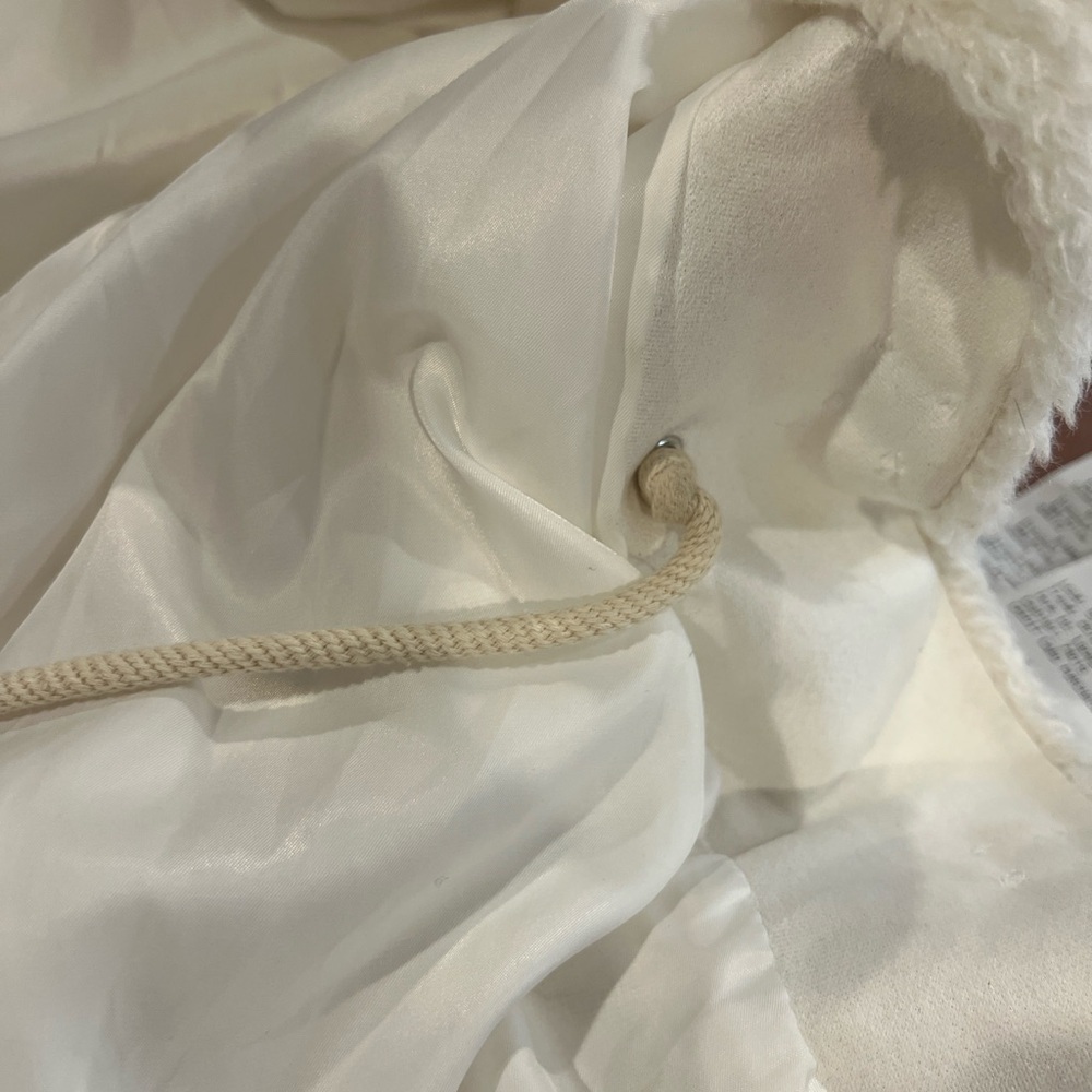 Maeve Anthropologie cinch waist snap front white faux fur jacket small - Picture 6 of 11